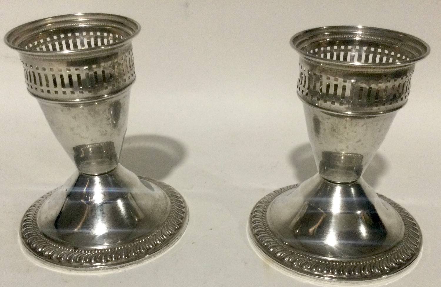 Pair sterling silver dwarf candle sticks 8cm tall - Image 3 of 6