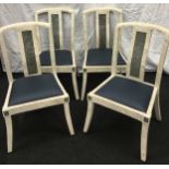Set of four Maitland-Smith style Tessellated Marble dining chairs each 90x51x45cm.
