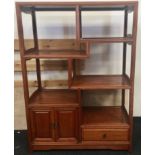 Chinese hardwood tree stand display case "Far Eastern Furnishings Co." Hong Kong 76x36x106cm.