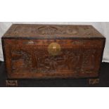A Camphor wood carved chest.