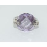 Large Modernist Amethyst 925 silver ring size N