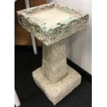 Purbeck stone bird bath made up of three pieces 64x32x32cm.