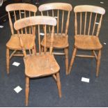 Set 4 stick back farmhouse country chairs mon turned supports 85x35x35cm