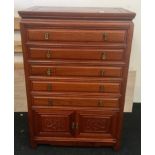 Chinese hardwood four drawer two door cutlery/display cabinet "Far Eastern Furnishings Co." Hong