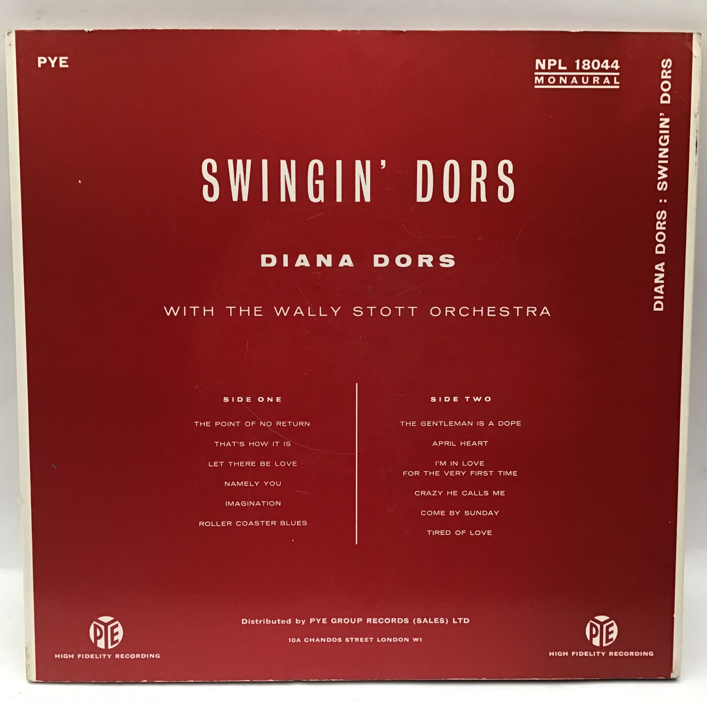 DIANA DORS vinyl lp on Pye NPL 18044. This ?Swingin? Dors? album is pressed on a red coloured - Image 5 of 5