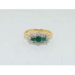Diamond/Emerald 18ct gold ring size O+