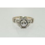 Ladies diamond solitaire ring set in white gold approx 0.6ct size Q