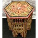Small hexagonal topped Moorish table 48x39x39cm.