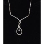 18ct white gold diamond drop necklace in the halo style