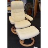 Quality cream leather Stressless armchair and footstool