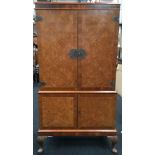 Mahogany alcohol/bar display unit on cabriole legs fitted with two sections includes key together