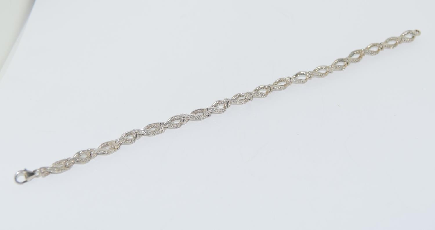 Accent diamond 925 silver bracelet