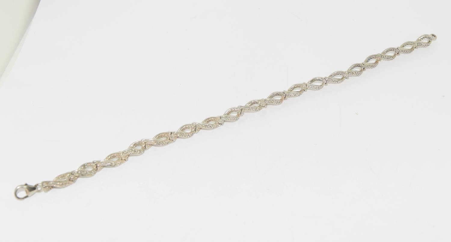 Accent diamond 925 silver bracelet - Image 2 of 4