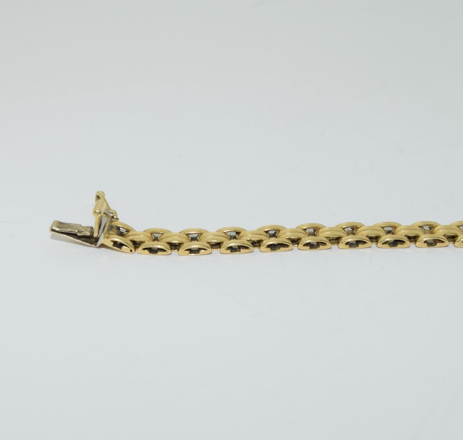 18ct gold ladies square link flat bracelet 10gm - Image 3 of 5
