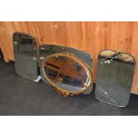 Collection of 4 vintage mirrors the largest being 63cm x 47cm
