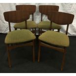 Set of four mid century teak dining chairs dated 1960.