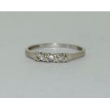 9ct white gold diamond 3 stone ring h/m for 0.1ct size Q