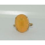 9ct gold ladies large antique style amber set ring size U