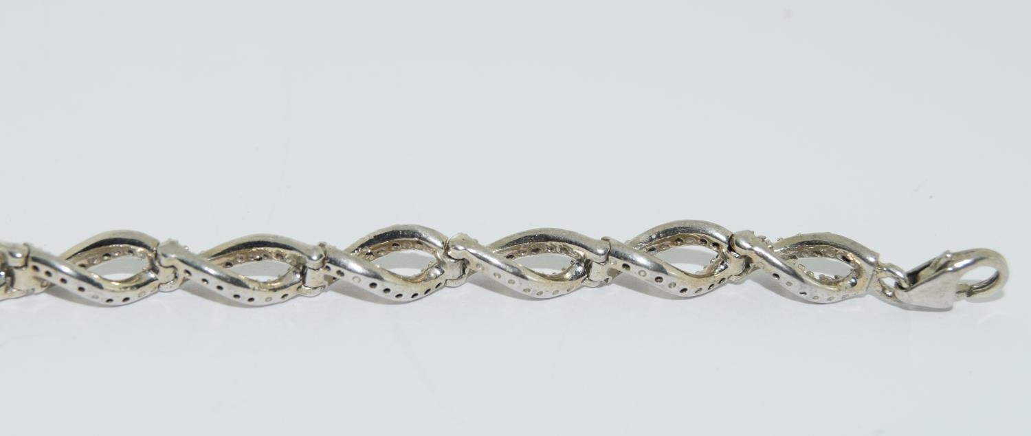 Accent diamond 925 silver bracelet - Image 3 of 4