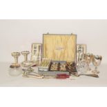 Collection of silver and silver plate flat wear and other misc items