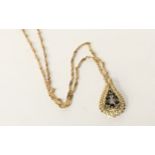 9ct gold and sapphire pedant necklace on a 9ct gold chain 5.85gm