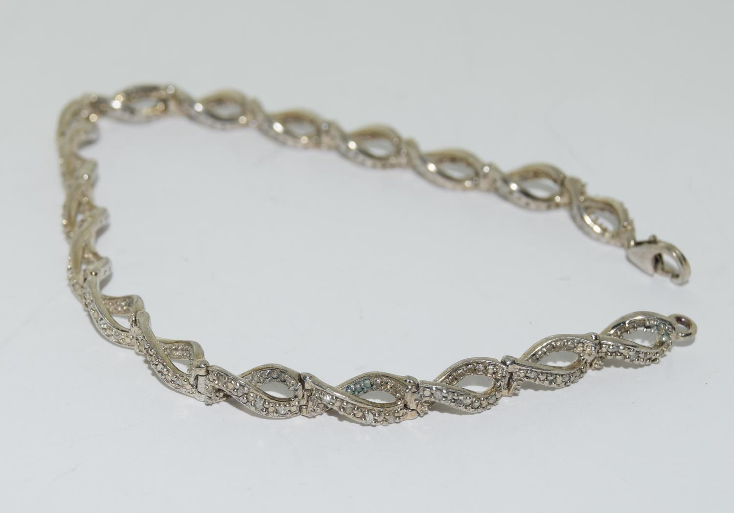 Accent diamond 925 silver bracelet - Image 4 of 4