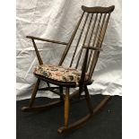 Ercol stickback rocking chair with cushion 86x62x70cm.
