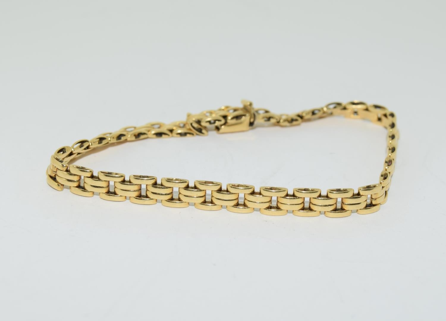 18ct gold ladies square link flat bracelet 10gm - Image 4 of 5