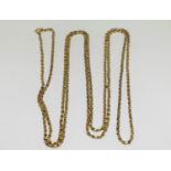 9ct gold ladies guard chain 145cm long 31.5gm