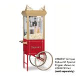 As new unassembled deluxe commercial popcorn machine and cart Ref 2660gt (popper) and 2659cr (cart).