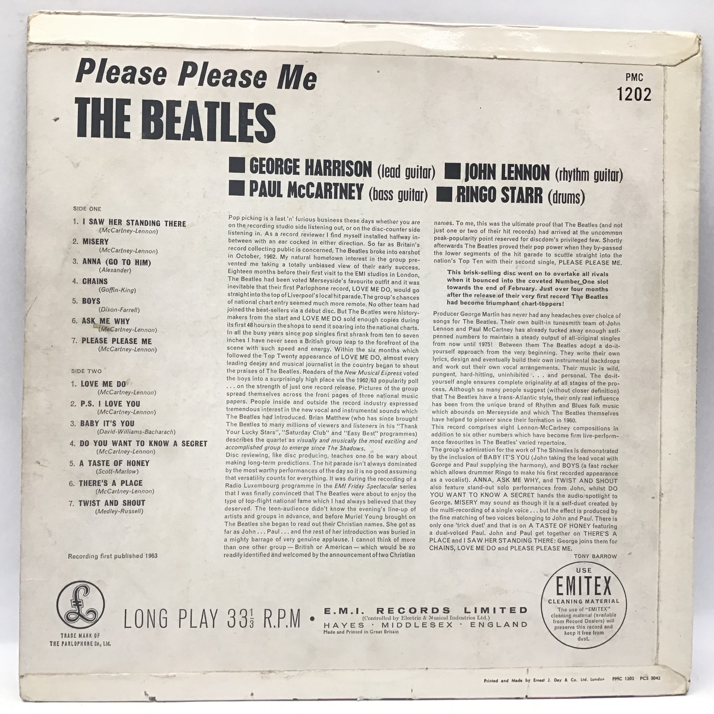 BEATLES - BLACK AND GOLD ?Please Please Me? LP vinyl record. Found on the Parlophone label PMC - Image 9 of 13