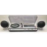 GRUNDIG STUDIO 310 music system complete with 2 Box 110 stainless steel cylindrical speakers of