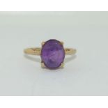 9ct gold ladies Amethyst ring size N