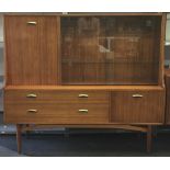 G Plan 1960's high back sideboard with sliding glass doors to top. Has G Plan label 136x153x44cm.