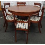 Tip top mahogany breakfast table on claw feet together with six matching chairs.