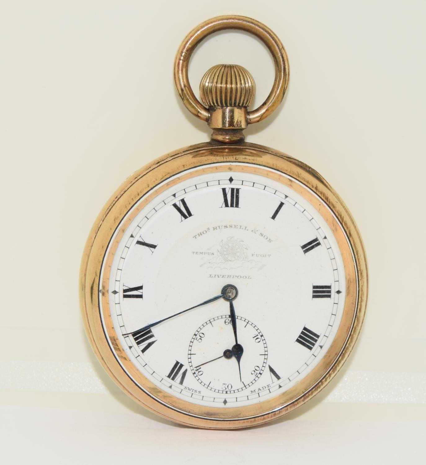 Thomas Russell Liverpool working gold colour pocket watch.