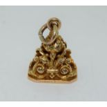 9ct gold watch fob in the shape of a seal stamp 10gm