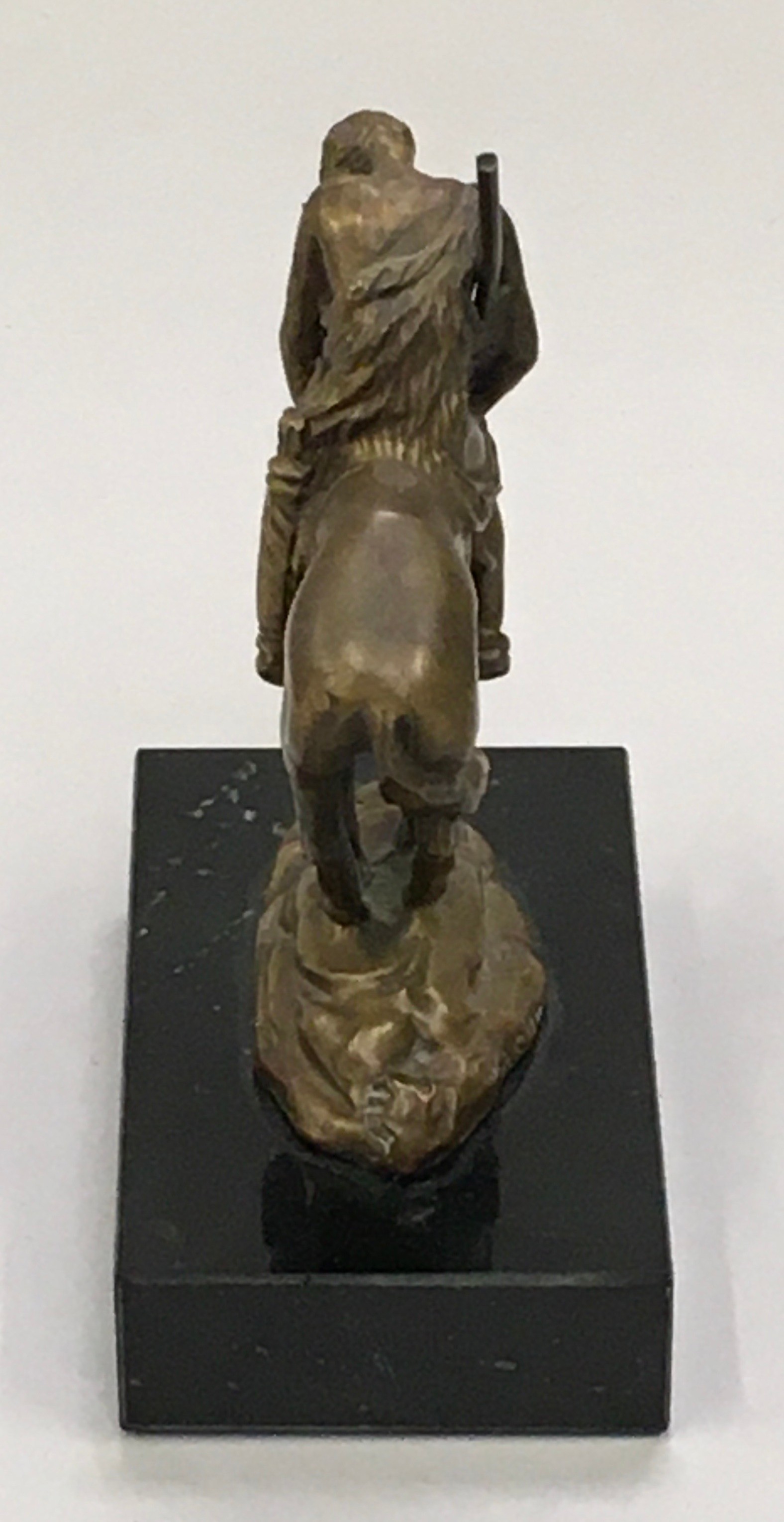 Bronze figure on marble base "End of the Trail" signed "Fraser" 12cm tall including base. - Image 4 of 5