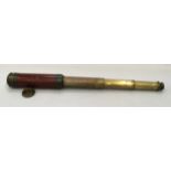 Victorian mahogany cased brass three draw telescope.