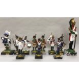 11 assorted painted military figures on marble bases mostly Napoleonic by Depose, Italy.