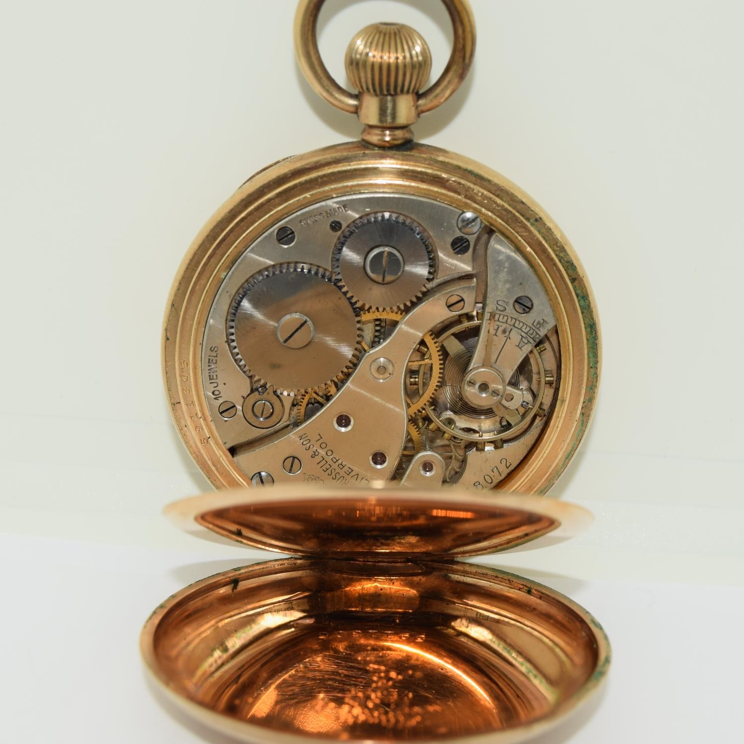 Thomas Russell Liverpool working gold colour pocket watch. - Image 6 of 6