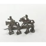 6 white metal/lead toy soldiers - unpainted. good condition.