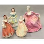 Coalport porcelain lady figurines to include "Ladies of Fashion - Polly", "Rosalinda", "True Love"