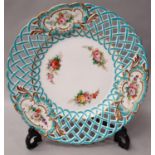 An antique Minton pierced lattice work plate no 8800 c.1880 24cm diameter