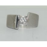 Silver designer diamond set ring approx 0.25ct size N