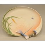 Franz fine porcelain dragonfly large tray along with 4 Franz porcelain spoons