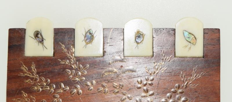 Antique Japanese inlaid with insects Shibayama Whist counter. - Image 6 of 6