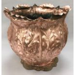 Polished copper jardiniere 38cm tall.