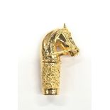 18ct yellow gold plated walking cane handle in the form of a horse