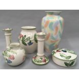 5 items of the Poole Pottery "Charlotte" bedside collection together a Poole Pottery Vase